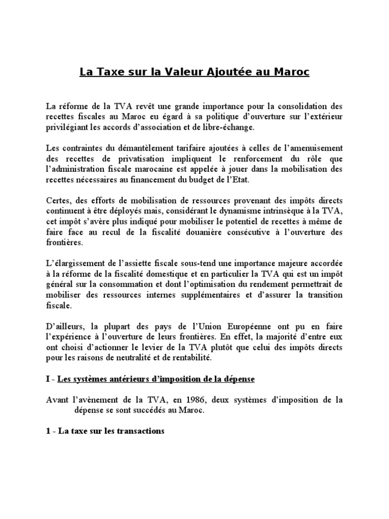 Réforme de la TVA au Maroc | PDF | Taxe sur la valeur ajoutée | Arbitrage