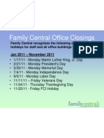 FCI Holiday Closings 2011