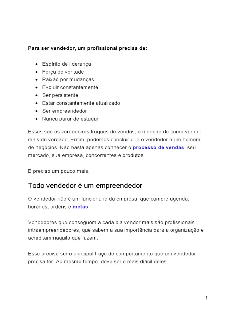 Funcoes de Um Vendedor | PDF | Empreendedorismo | Science