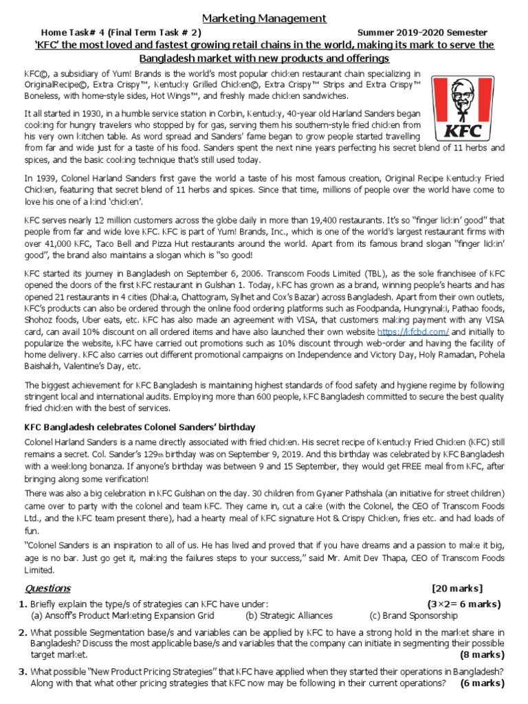 KFC PDF | PDF | Food And Drink | Fast Food