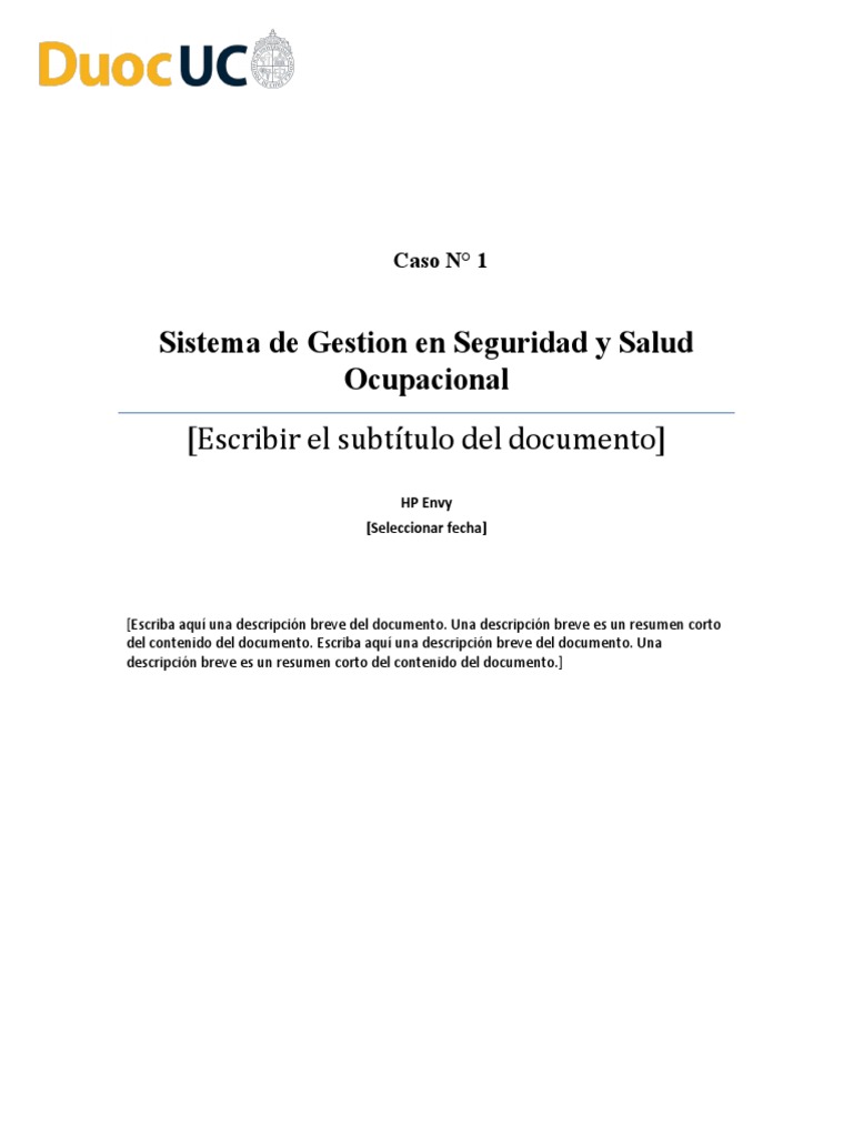 Sistema de Gestion en Seguridad y Salud Ocupacional | PDF