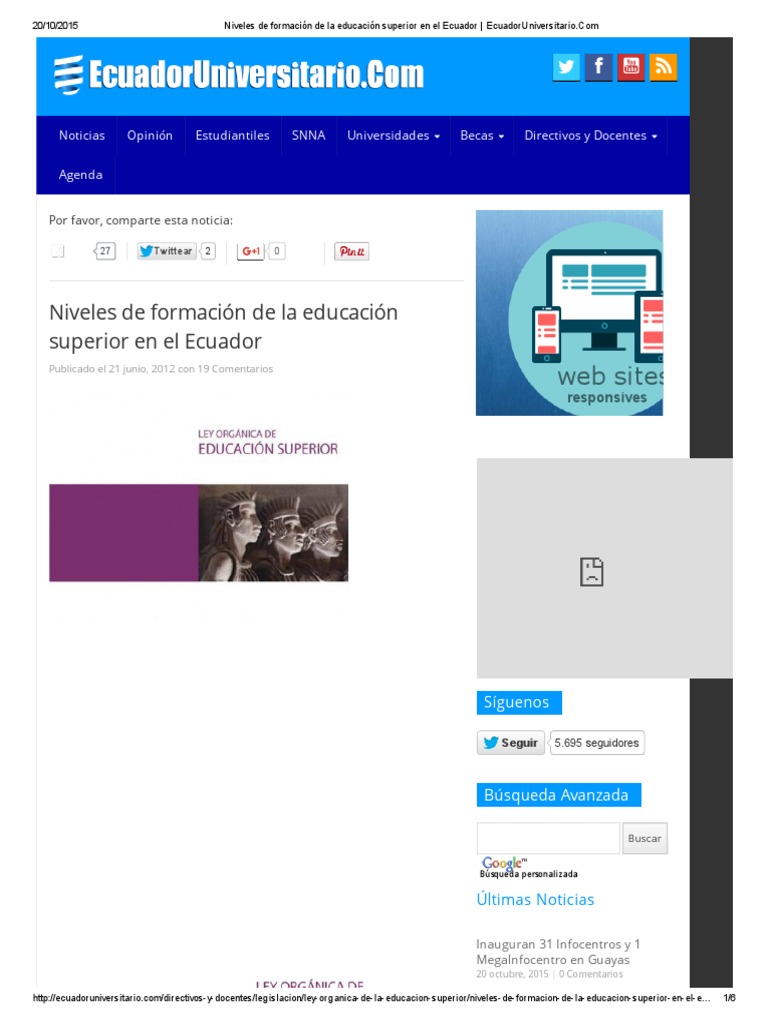 Niveles de Formación de La Educación Superior en El Ecuador | PDF ...