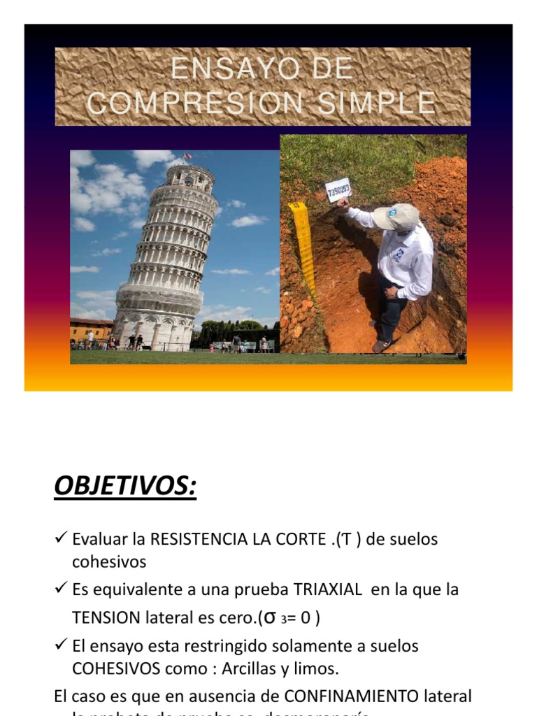 Ensayo de Compresión Simple en Suelos | PDF | Física Aplicada e ...