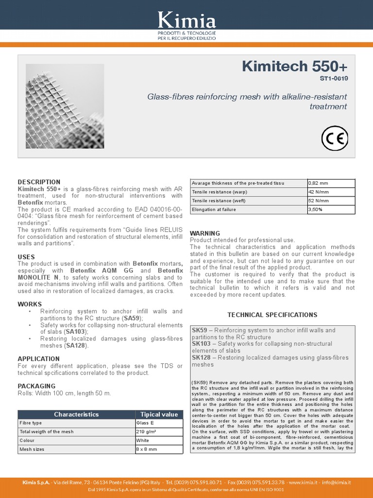 CE Certified Kimitech 550+ Mesh | PDF | Fiberglass | Industrial Processes