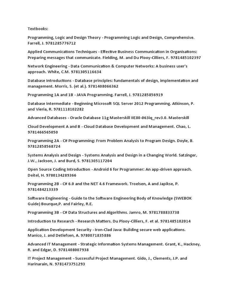 Essential IT and Programming Textbooks | PDF | Computers