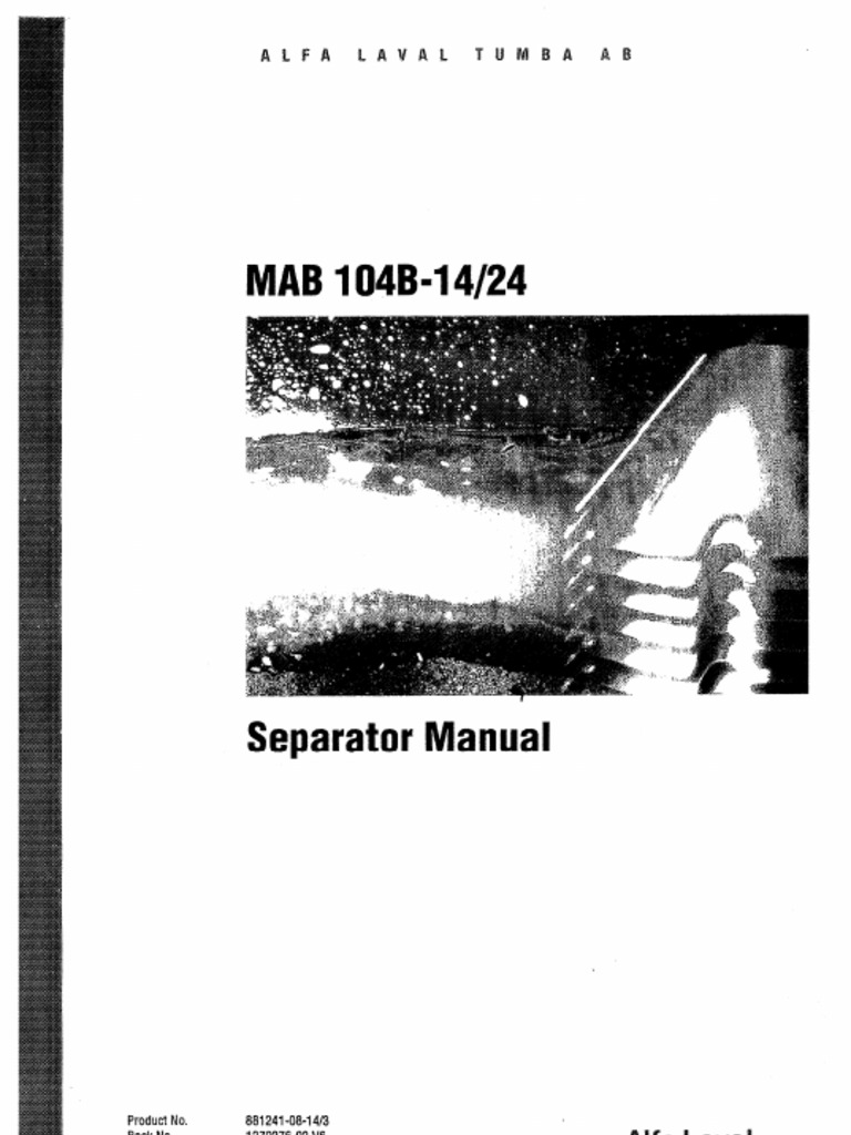 Alfa Laval Separator MAB 104B-14-24 Manual | PDF