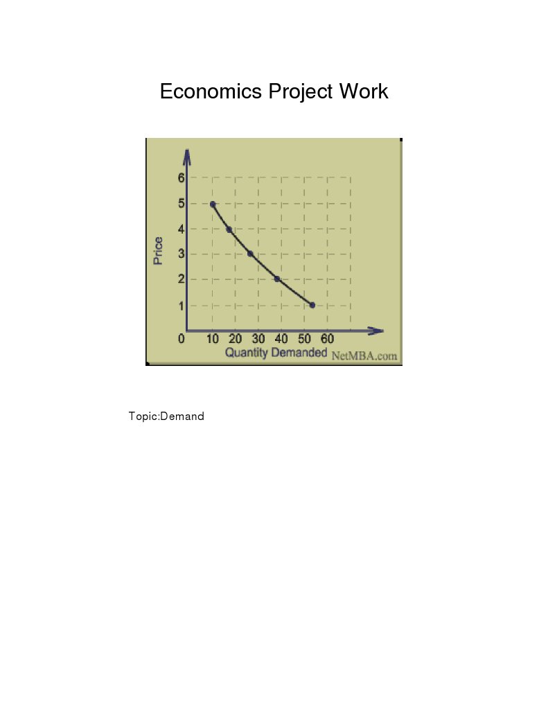 Economics Project Work: Topic:Demand | PDF | Demand | Demand Curve