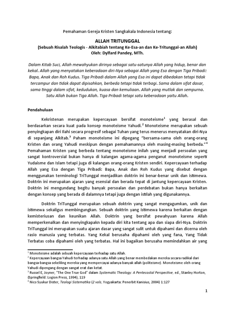 Pemahaman Gksi Tentang Allah Tritunggal 23 Pdf