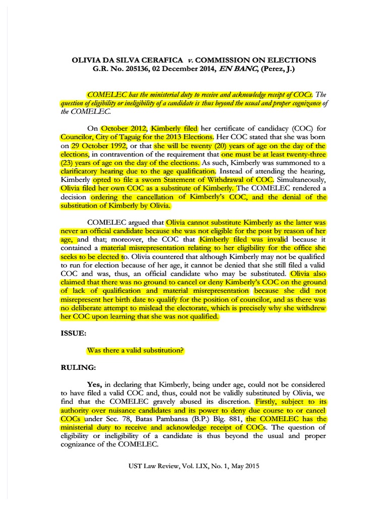 Cerafica vs comelec pdf government public law