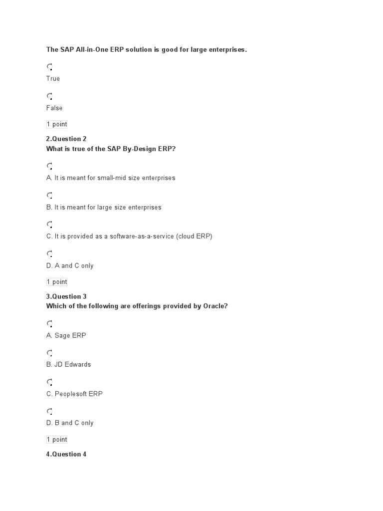 Sap Quiz Qs | Download Free PDF | Enterprise Resource Planning | Sap Se