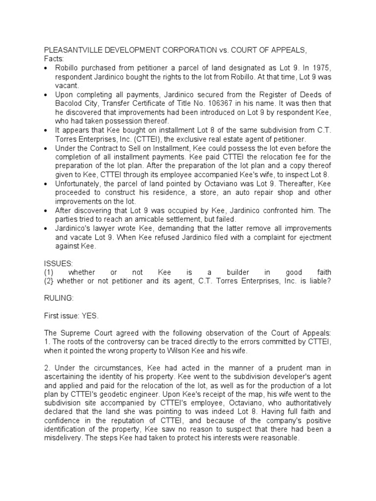 PLEASANTVILLE DEVELOPMENT CORPORATION vs. COURT OF APPEALS PDF Public Law Legal Concepts