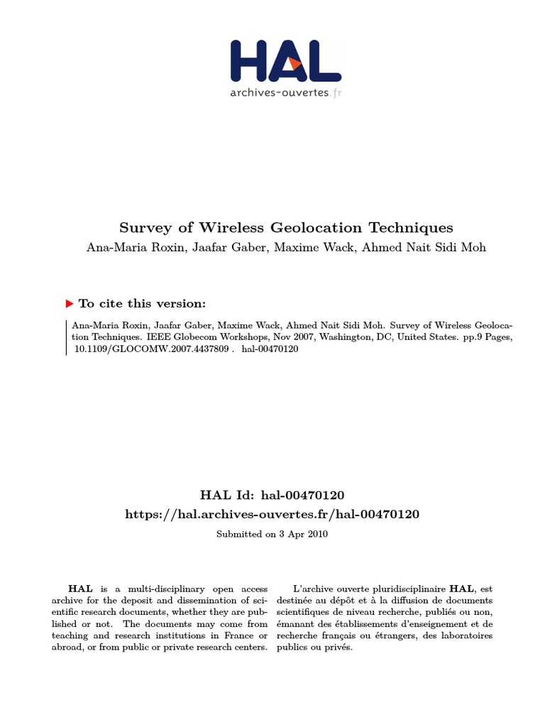 Wireless Geolocation PDF Base Station Global Positioning System