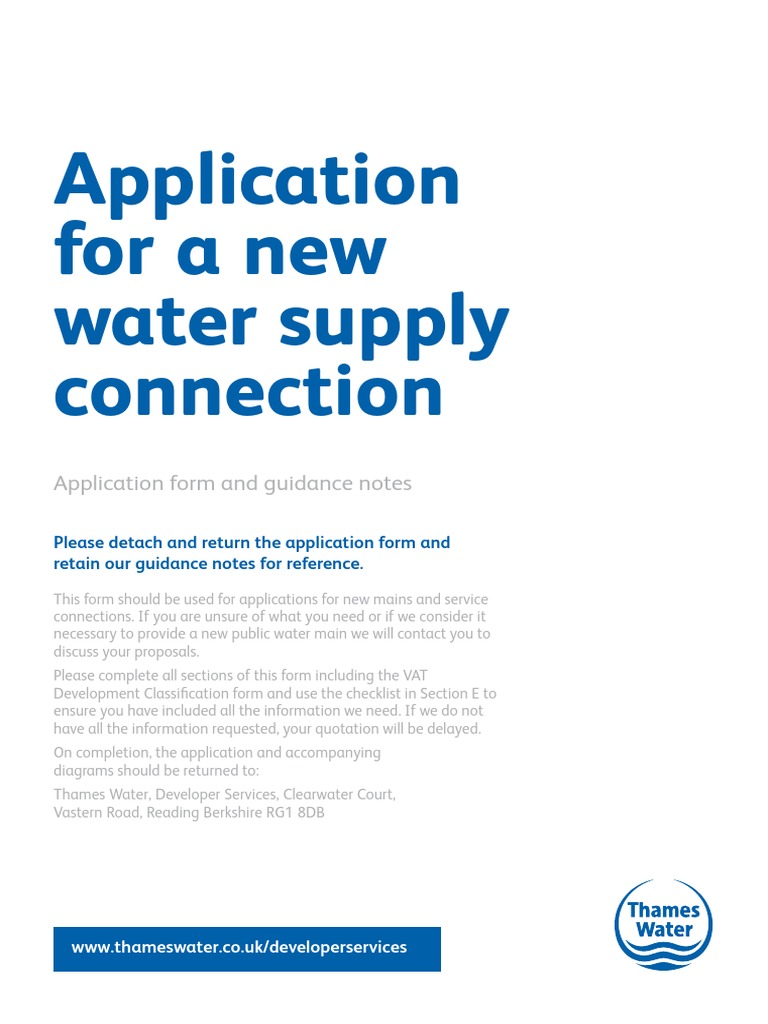 New Water Supply Connection Application Form PDF Plumbing Value