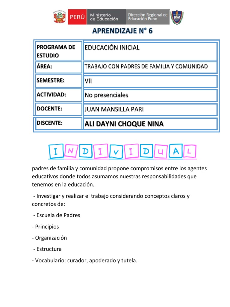 Trabajo 6 | PDF | Educación de la primera infancia | Aprendizaje