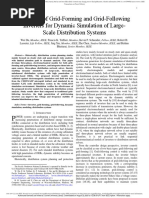 Modeling of Grid-Forming and Grid-Following Inverters For Dynamic Simulation of Large-Scale Distribution Systems