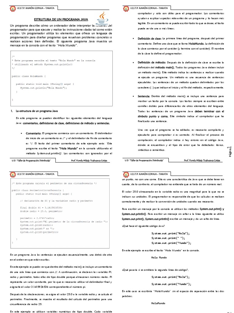 Estructura de un Programa Java | PDF | Java (lenguaje de programación ...