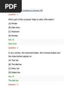 Basic Computer Quiz Questions With Answers | PDF | C (Programming ...