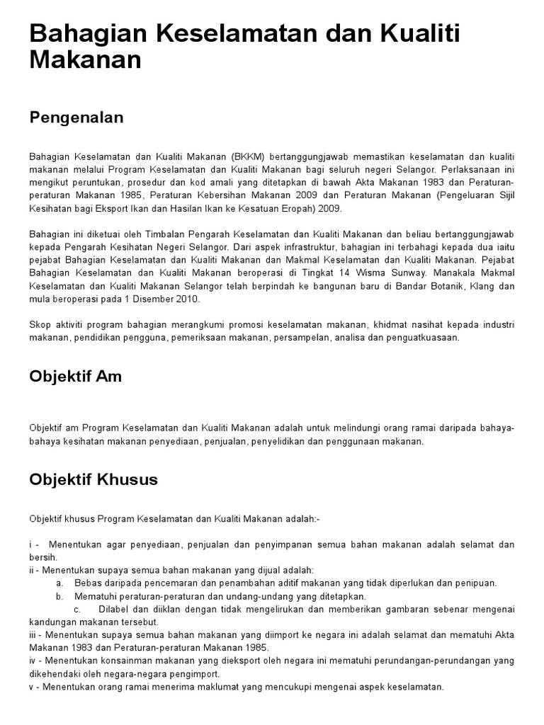 Keselamatan Dan Kualiti Makanan Pdf