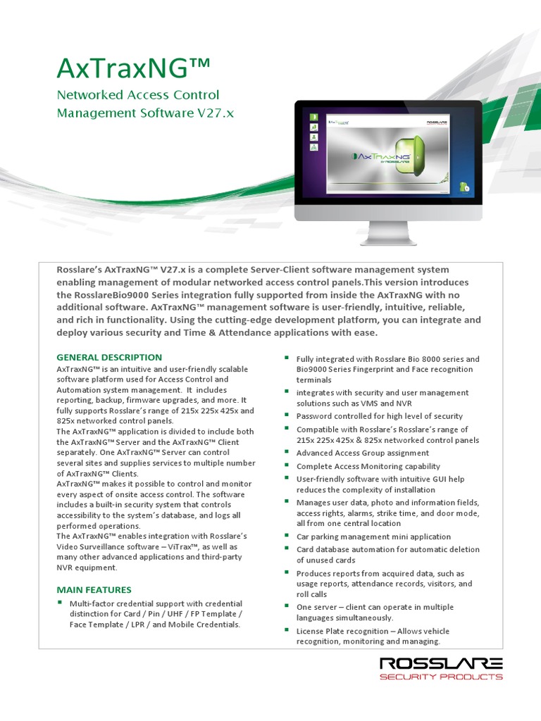 Axtraxng™: Networked Access Control Management Software V27.X | PDF ...