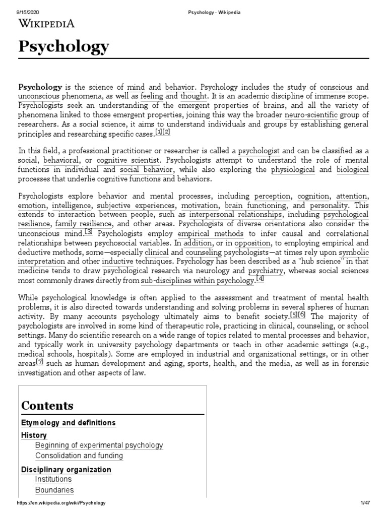 Psychology - Article 1 | PDF | Psychology | Cognition