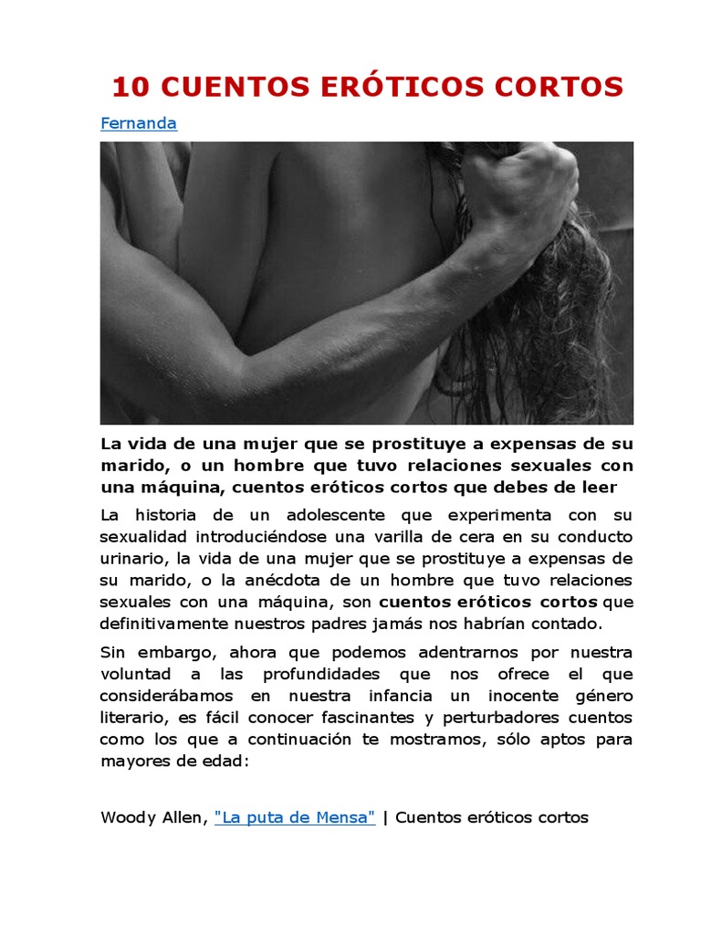 10 Cuentos Eróticos Cortos PDF Literatura erótica Erotismo
