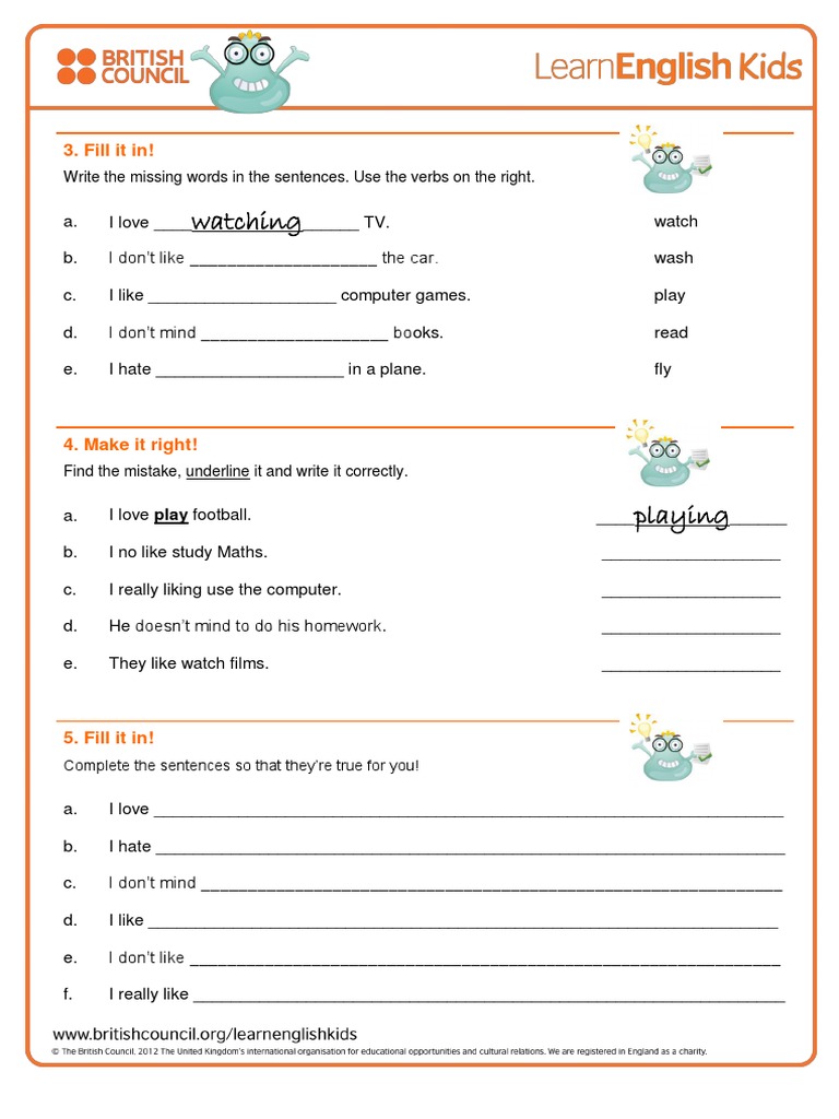 Like Ing Worksheet | PDF