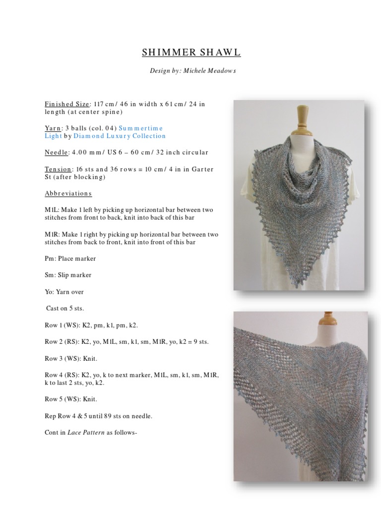 Shimmer Shawl Knitting Pattern Guide | PDF
