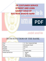 A Study of Costumer Service Department and Loan Against Gold of Rastriya Banijya Bank