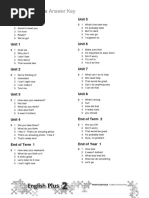 Speaking Tests Answer Key: Diagnostic Unit 5