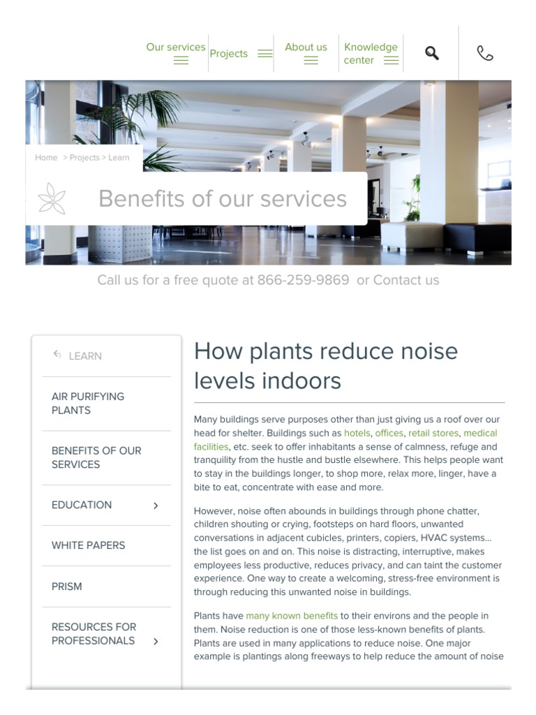 How Plants Reduce Noise Levels Indoors Ambius PDF Sound Wall