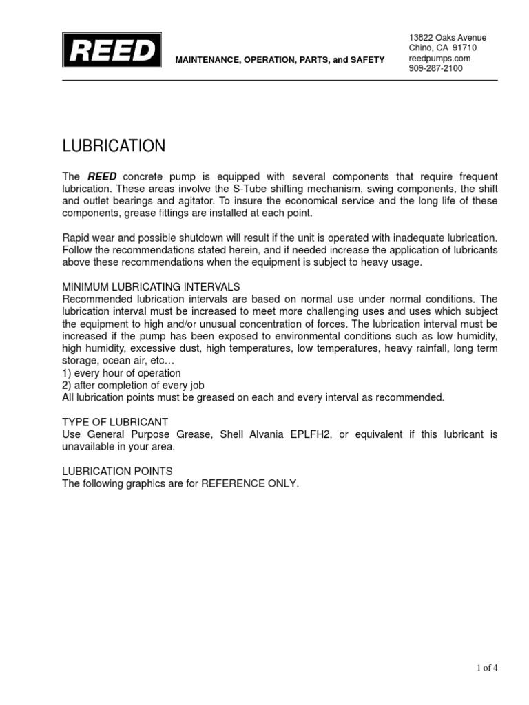Concrete Pump Lubrication Guide | PDF | Bearing (Mechanical) | Lubricant