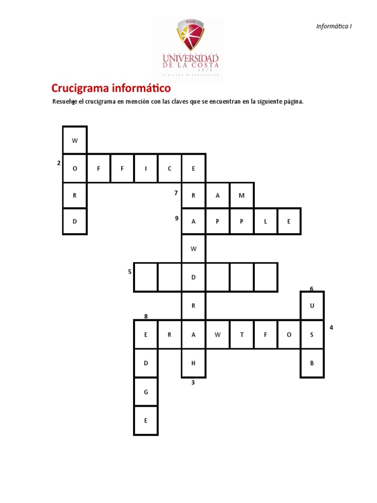 Crucigrama Sin Resolver Pdf Hardware De La Computadora Ingeniería