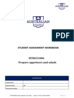 Student Assessment Workbook: SITHCCC006 Prepare Appetisers and Salad Version 1.1 July 17 2019 FUTURA 1