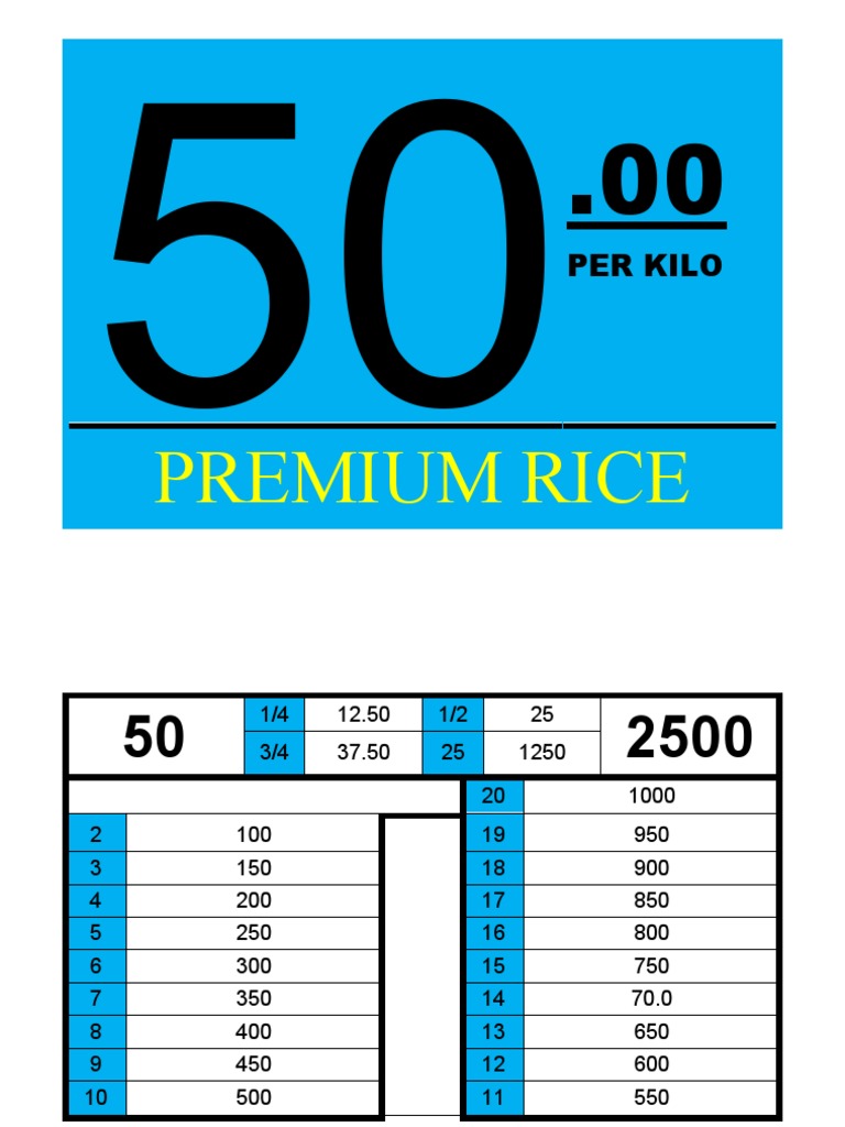 Pricetag - Special Rice | PDF