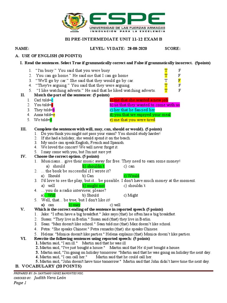Module 11 Pre-Intermediate Test | PDF | Entertainment (General)