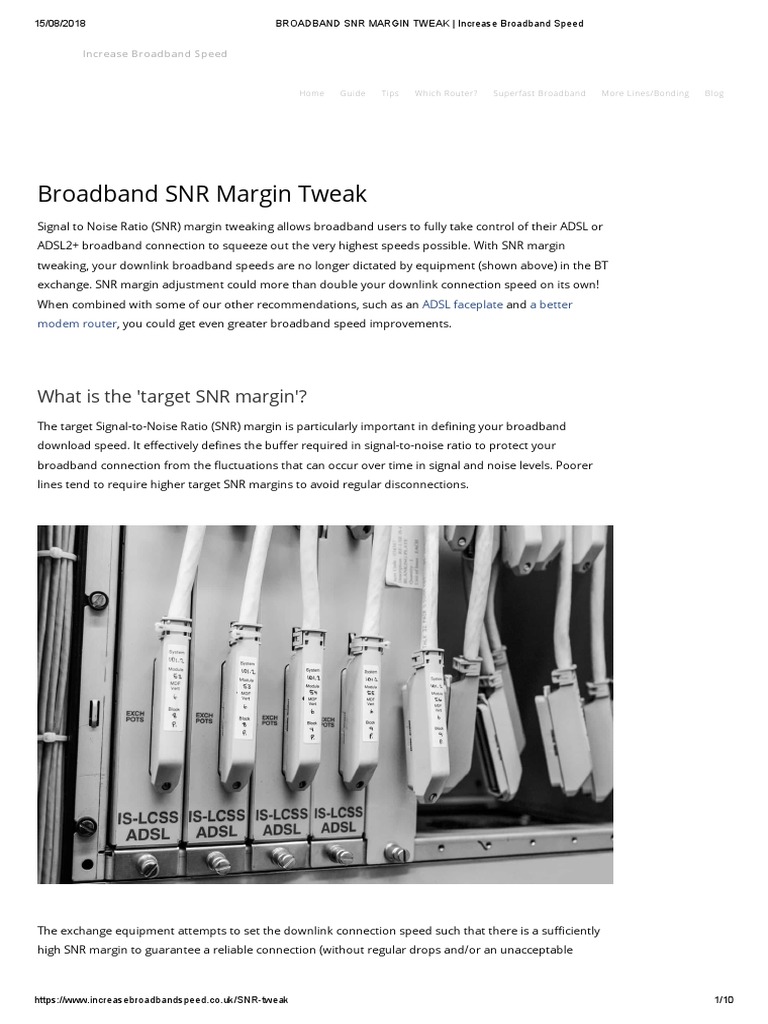BROADBAND SNR MARGIN TWEAK Increase Broadband Speed PDF Signal To