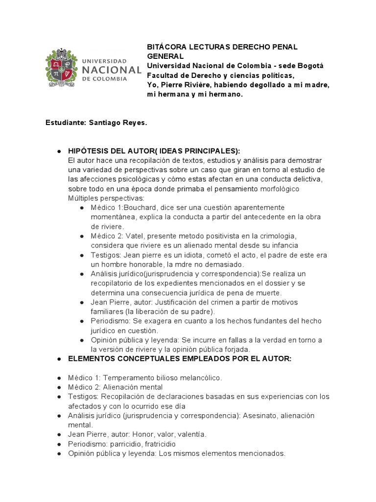 Yo, Pierre Rivière PDF Conceptos psicologicos Instituciones sociales