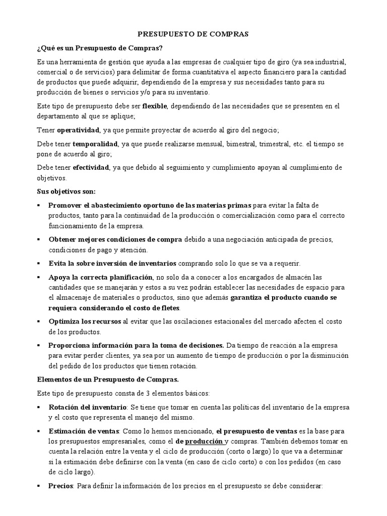 Guía para Crear un Presupuesto de Compras | PDF | Presupuesto | Inventario