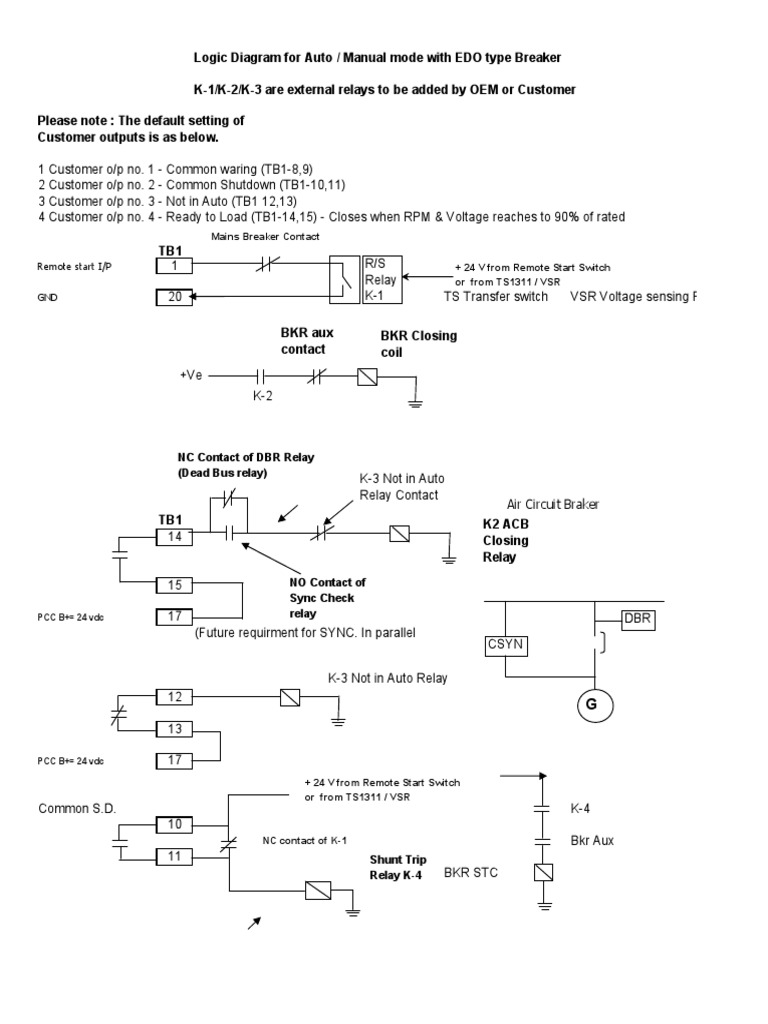 Mains Breaker Contact: NC Contact of DBR Relay (Dead Bus Relay) | PDF ...