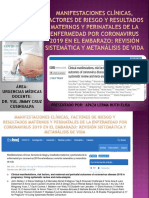 Revisión de Articulo Manifestaciones Clínicas, Factores de Riesgo y Resultados Maternos y Perinatales de La Enfermedad Por Covid - 19 en El Embarazo