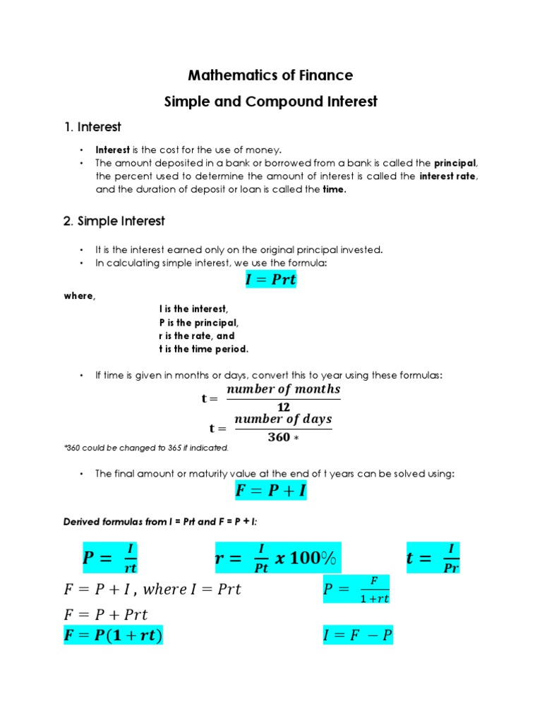 Simple and Compound Interest Guide | PDF | Present Value | Compound ...