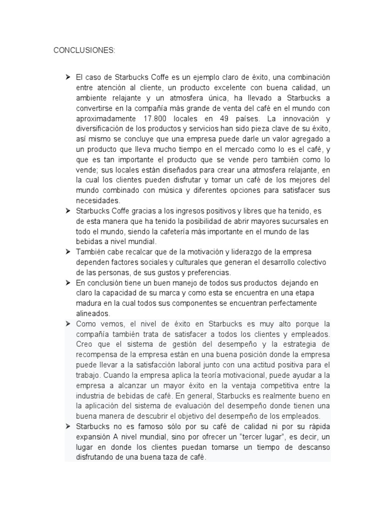 CONCLUSIONES | PDF | Starbucks | café