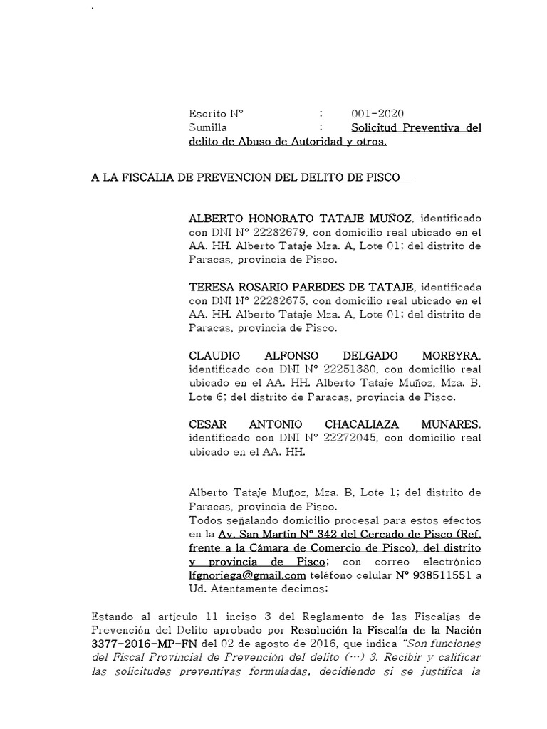 Solicitud de Prevencion Del Delito | PDF | Derecho penal | Estado de ...