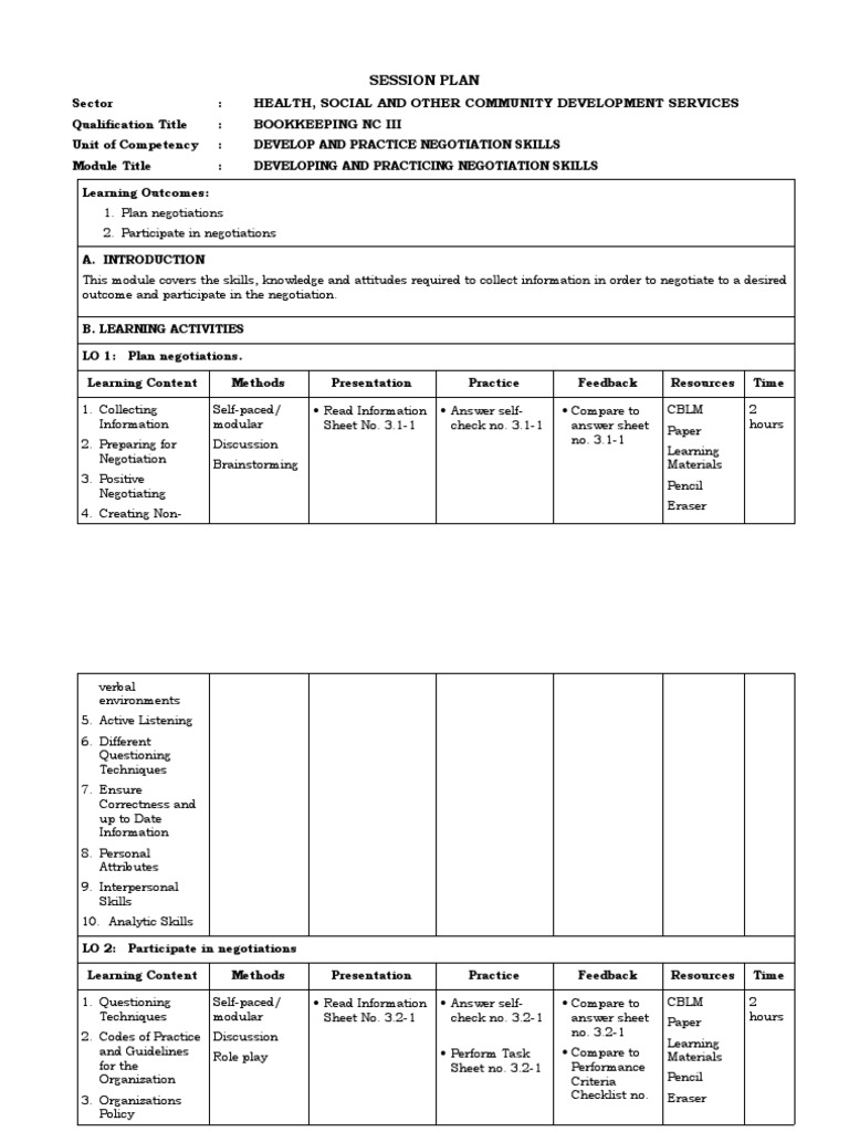 Negotiation Skills Training Module | PDF | Negotiation | Interpersonal ...