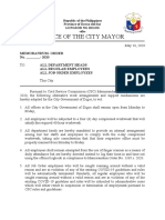 Office of The City Mayor: Memorandum-Order No. - 2020 All Department Heads All Regular Employees All Job Order Employees