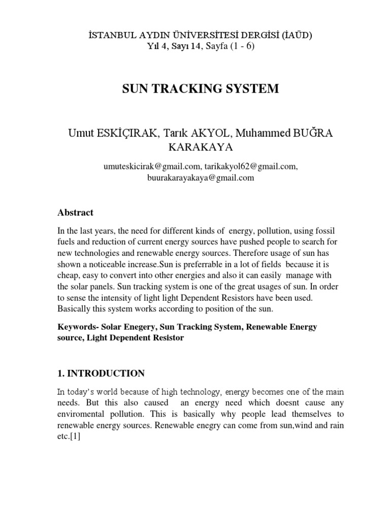 Sun Tracking System for Solar Energy | PDF | Electronic Circuits ...