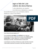Fala de Lula No Velório de Dona Marisa-PT