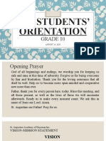 Jhs Students' Orientation: Grade 10