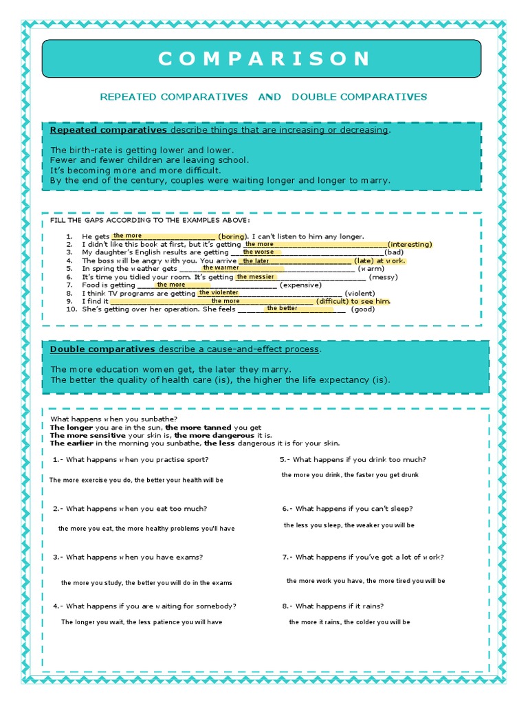 Repeated and Double Comparatives Guide | PDF | Wellness | Medical