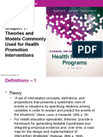 Theories and Models Commonly Used For Health Promotion Interventions